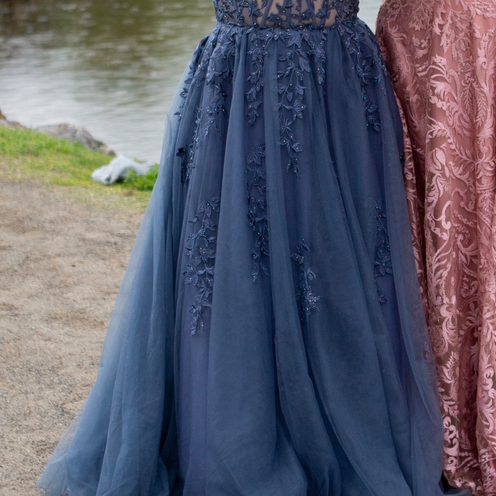 Floral Appliqué Ballgown with illusion corset - Picture 6 of 6